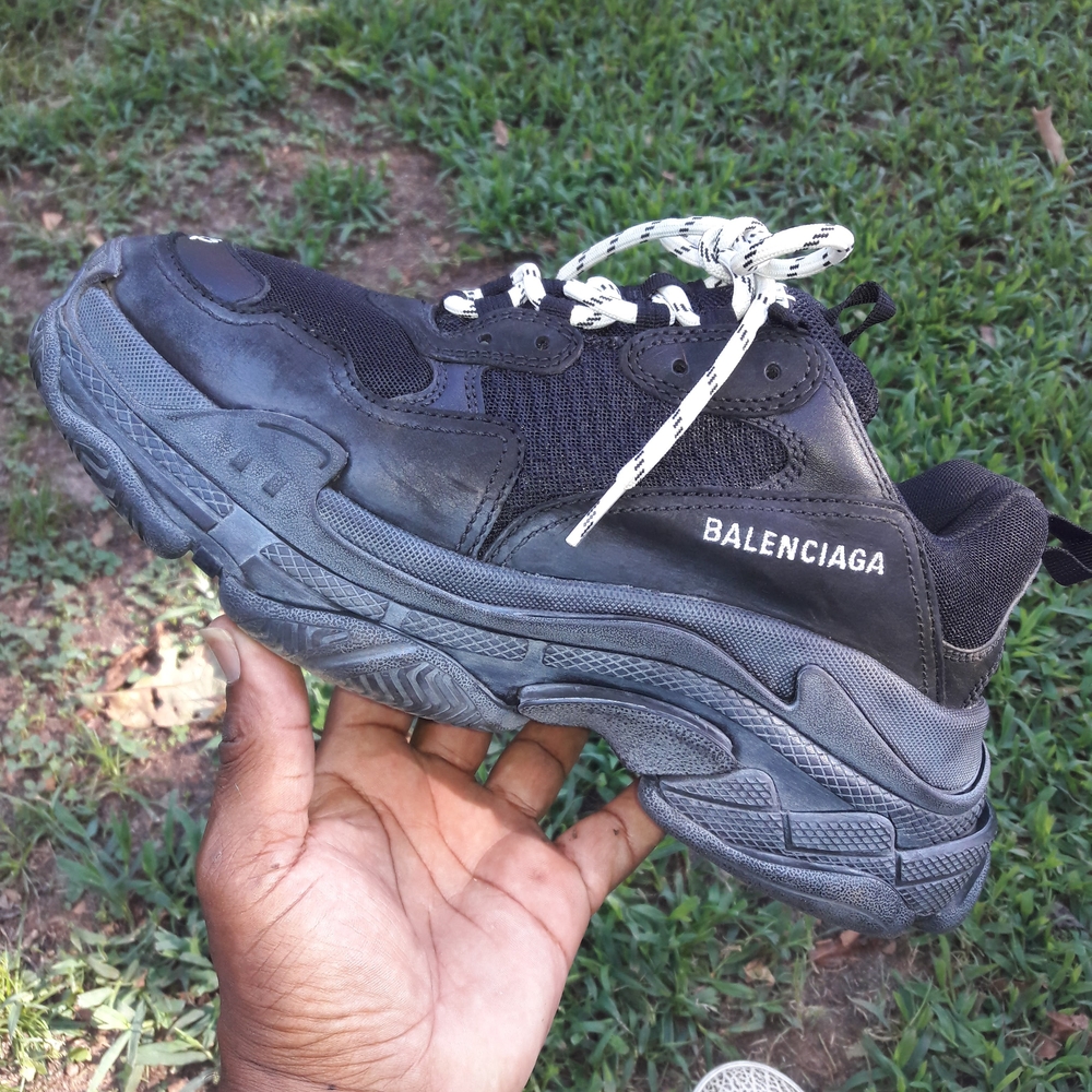 Balenciaga Men's Black and White Sneakers
